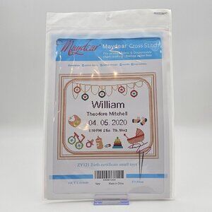Maydear Birth Certificate Small Toys Cross Stitch Kit Pre-Printed Fabric